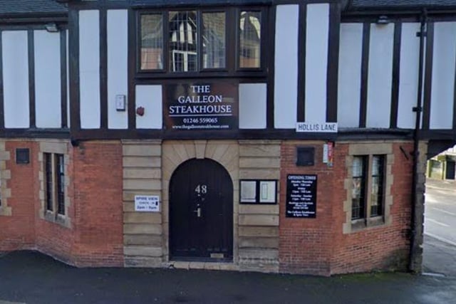 Galleon Steakhouse, 48 St. Mary's Gate, Chesterfield, S41 7TH. Rating: 4.3/5 (based on 435 Google Reviews). "Great food, very attentive service by staff that made conversation and seemed genuinely happy to be there."