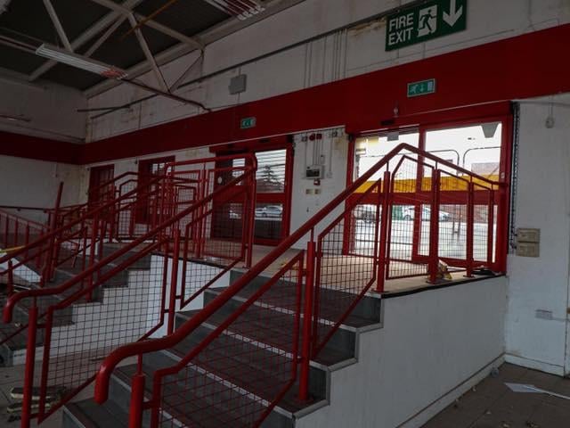 Stairs from a separate entrance to the centre that were onc well-used look eerie and forgotten.