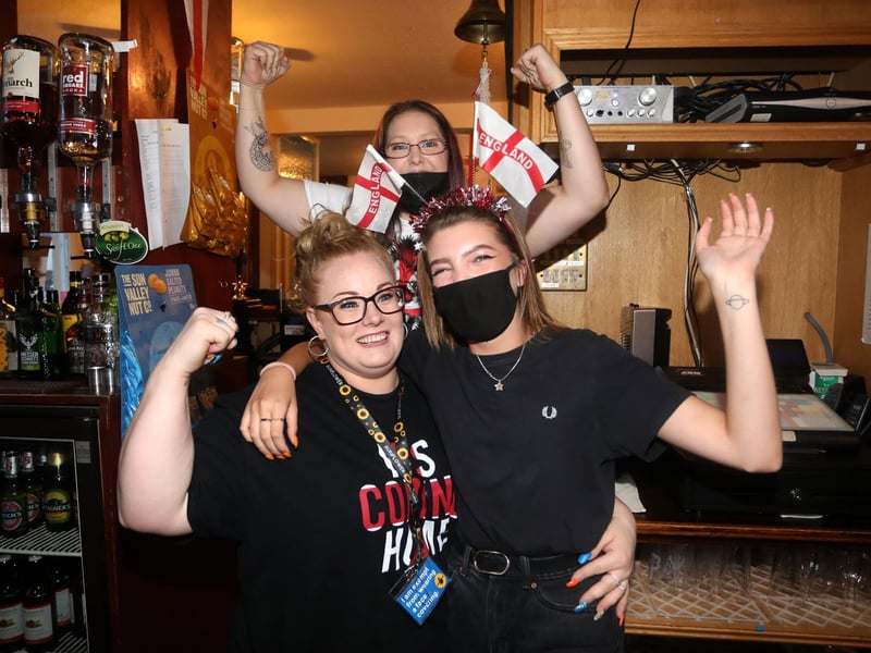 Staff at the Artillery Arms enjoying the England vs Denmark semi-final. Picture: Sam Stephenson
