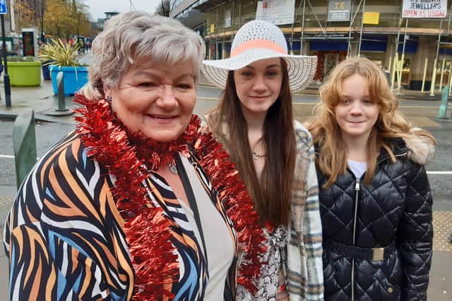 Pictured is visitor Bev Wilson who gave her positive views on Sheffield's new Container Park scheme with her grandchildren.