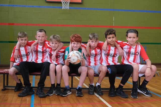 Nether Green Junior School football team who will play at Wembley on May 29.