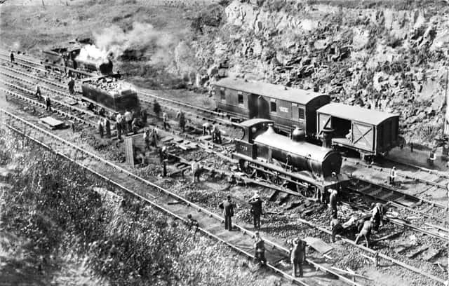 A photograph of a rail accident at Tapton Junction in 1919. Picture: Middleton Press.
