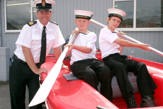 Sea Cadets get new boat with public funding. l-r:  Chief Petty Officer Rob Smith Matthew Thorpe and Daniel Drew Ordinary Cadets.