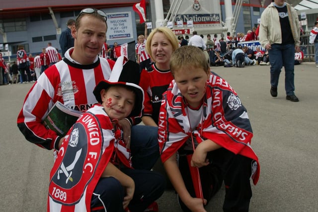 United fans ahead of the Division One play-off final against Wolverhampton Wanderers at Cardiff's Millennium Stadium in May 2003.