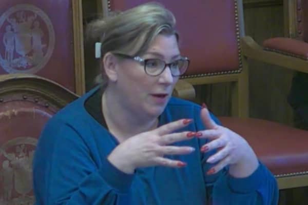 Kathryn Giles-Bowman speaking at a meeting of Sheffield health and wellbeing board about problems that people in Stocksbridge and Deepcar face in accessing pharmacy services. Picture: Sheffield City Council webcast