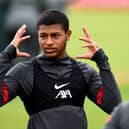 Rhian Brewster of Liverpool during a training session at Melwood Training Ground on September 26, 2020 in Liverpool, England. (Photo by Andrew Powell/Liverpool FC via Getty Images)