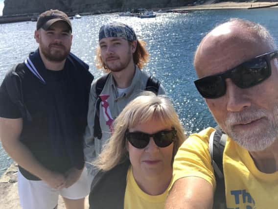 Sons James and Jack, Mum Gabrielle and Husband Mark on their walk.