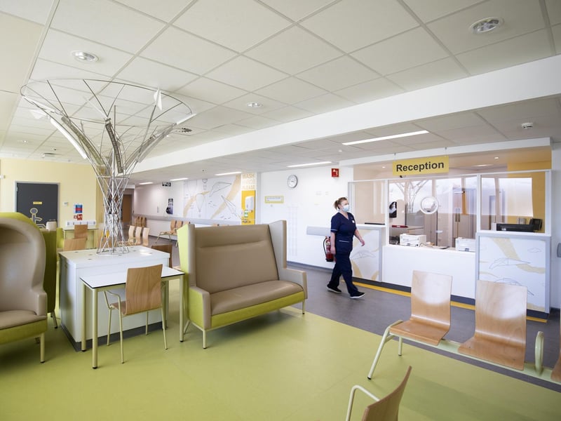 Reception area in the Emergency Department at the new Royal Hospital for Children and Young People Edinburgh.