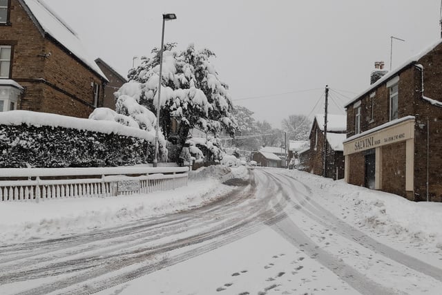Pictured is slippery Brookhouse Hill, leading to Fulwood Road, at Fulwood, which often poses problems for motorists in snowfall which might explain why there was such little traffic running through this road this morning during the usual rush-hour times.