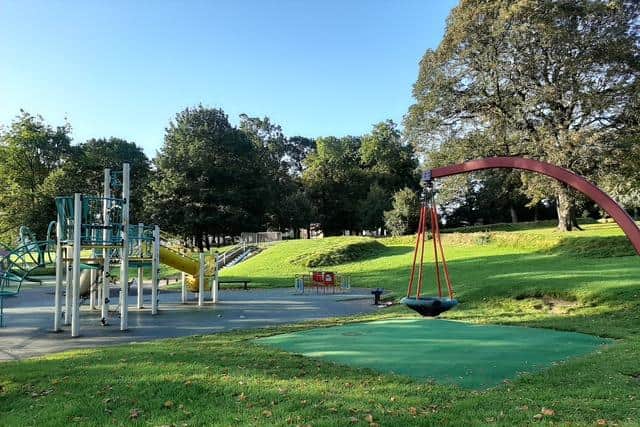 Hillsborough Park playground slide was stolen, delaying reopening.