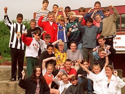 Pupils at Herries School, Sheffield, who will get free tickets for the Euro 96 match at Hillsborough, on June 19, 1996