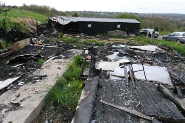 Allotment holders are angry after another building was torched on the Sky Edge Allotments. Picture shows the wreckage caused by a fire there last month.