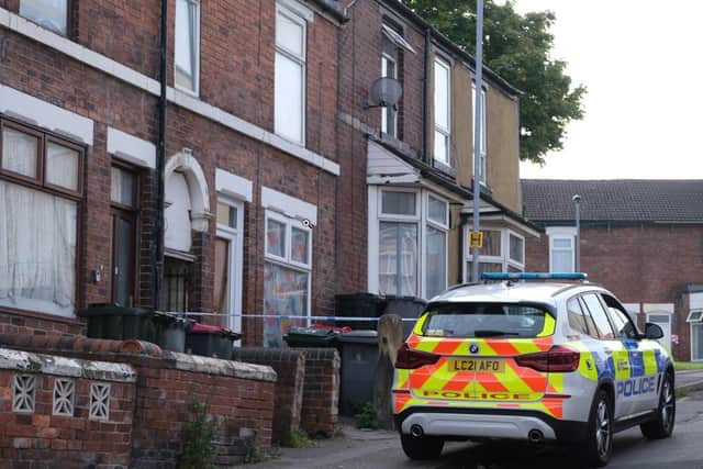 The scene in Spring Street, Rotherham following the murder of Adam Clapham, aged 31, on Monday, September 19, 2022