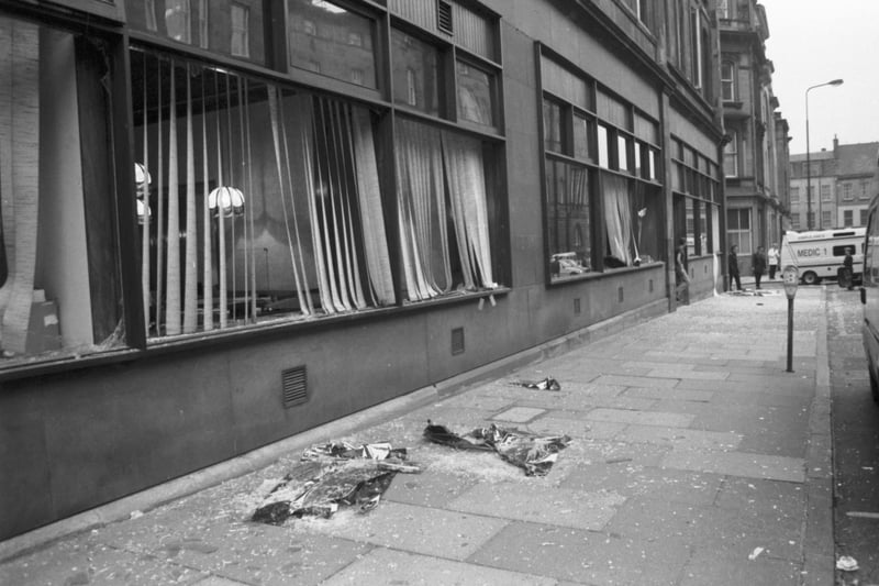 Windows at Edinburgh University Staff Club were blown out by the Guthrie Street gas explosion, which killed two people and destroyed two tenements in Edinburgh's Old Town in October 1989.