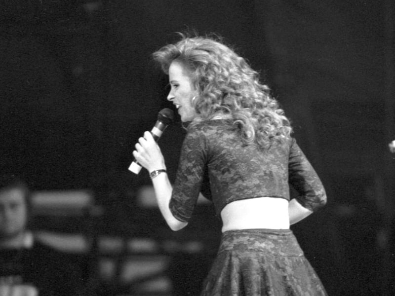Scottish singer Sheena Easton on stage at Glasgow Green for the Glasgow's Big Day concert in June 1990.
