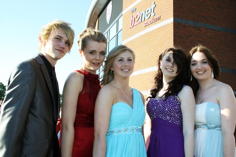 Brookfield School prom at the B2net Stadium, 2012 - Ryan clark, Amy Carty, Rebecca Hamilton, Ella Snowball and Beth Cartwright