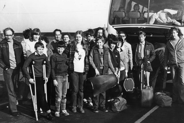 Boldon Colliery Brass Band members before they set off for another competition in April 1982.