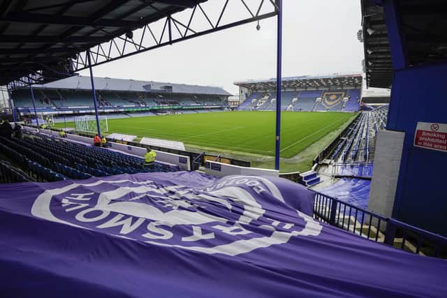 It's been raining at Fratton Park for the majority of the day as Britain is battered by Storm Barra
