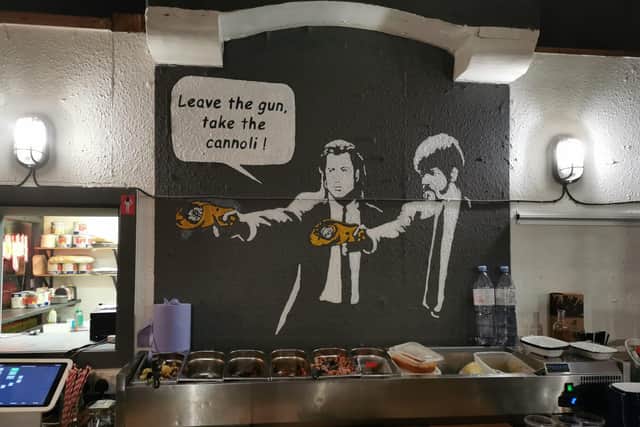 The cannoli-themed mural at North Town Deli and Kitchen, Sheffield