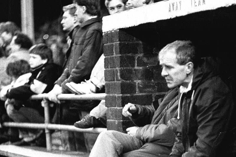 Billy Dearden in the away dug-out at Notts County v Stags.