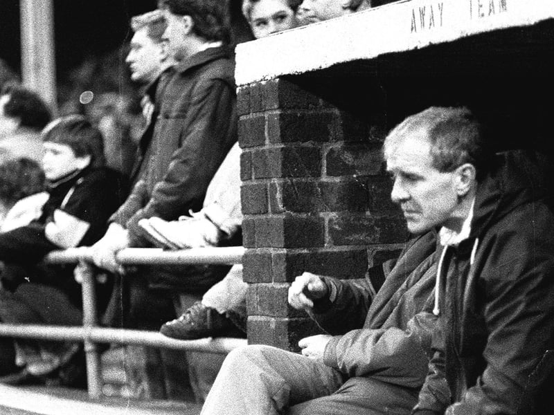 Billy Dearden in the away dug-out at Notts County v Stags.