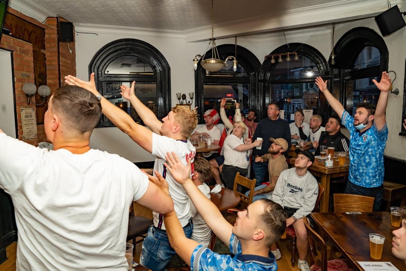 England fans at The Kings Pub in Southsea for the England vs Italy match on 11 July 2021. Picture: Andy Hornby