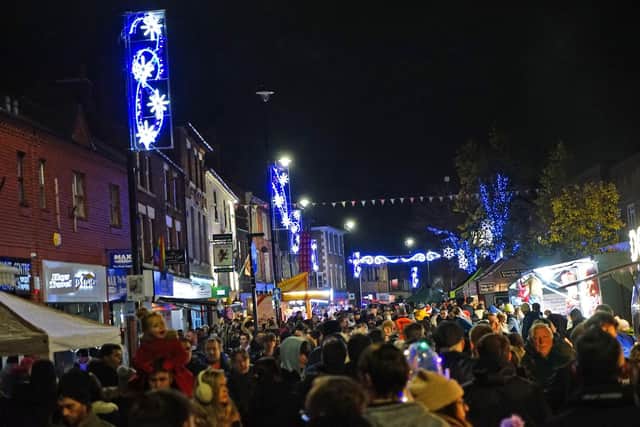 Hucknall High Street all lit up