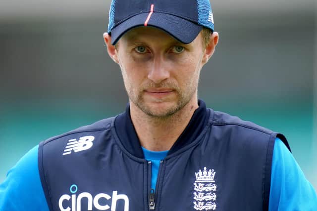 Joe Root during a nets session at the Kia Oval, London. Azeem Rafiq said he found it "hurtful" that England captain Joe Root said he had never witnessed anything of a racist nature at Yorkshire. "Rooty is a good man. He never engaged in racist language". Issue date: Tuesday November 16, 2021.