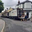 More details have emerged of the new Full Monty television series – filmed in Sheffield and expected to be shown this year. The picture shows crews opposite Ruskin Park