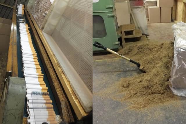 Counterfeit cigarettes and tobacco produced at the illegal factory. Photographs courtesy of the HMRC.