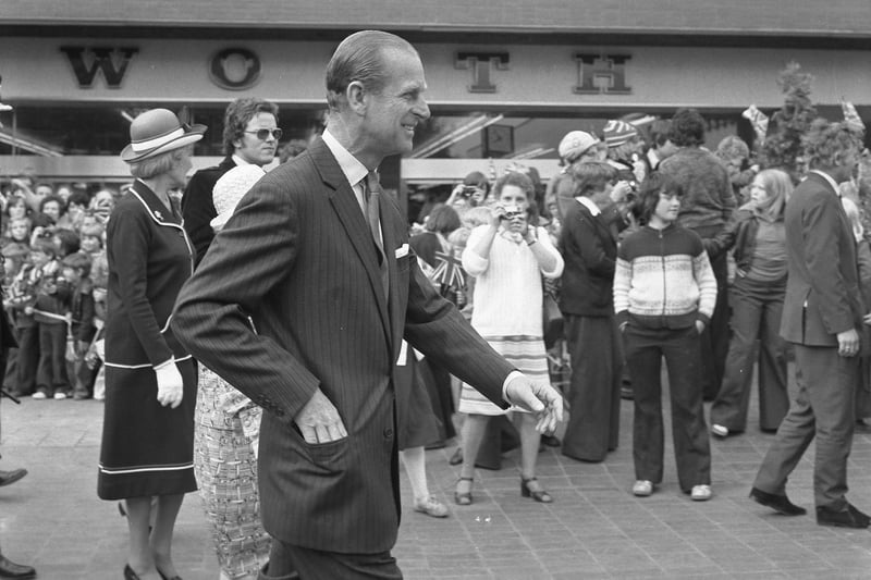 Prince Philip opposite Woolworths during a royal walkabout in Hartlepool town centre as apart of the Silver Jubilee visit in 1977. 