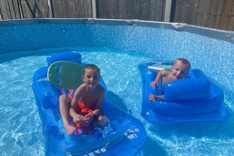 Franco, 6, and Rocco, 4, cool off in the garden of their home in Tapton in this photo submitted by their mum Maria Colley.