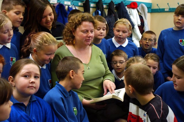 Author Livi Michael reads to pupils at Albert Elliott Primary School in a 2004 event but who can tell us more?