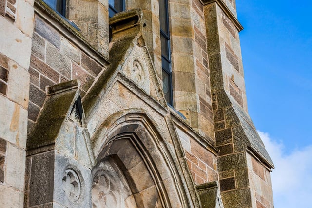 Detail on exterior of church.