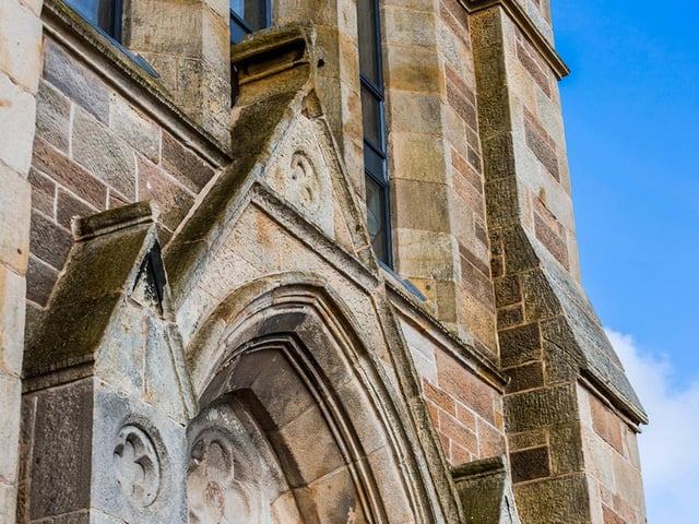 Detail on exterior of church.