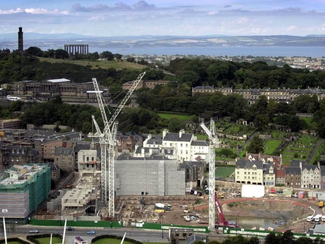 Construction work continues on the Holyrood parliament in Edinburgh Tuesday September 19 2000.