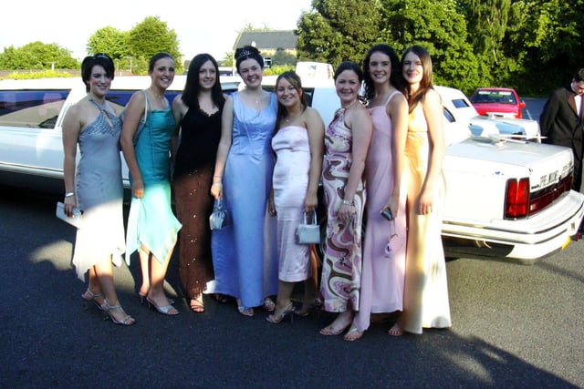 It was the first time that the Year 11 had held a prom and it was a great succcess.
Pictured: Katherine Coe, Zoe Rotherham, Alison Bannister, Emma Beeden, Lyndsey Gambles, Victoria Hanvere, Rachel Middleton, Emily Murphy
June 2003