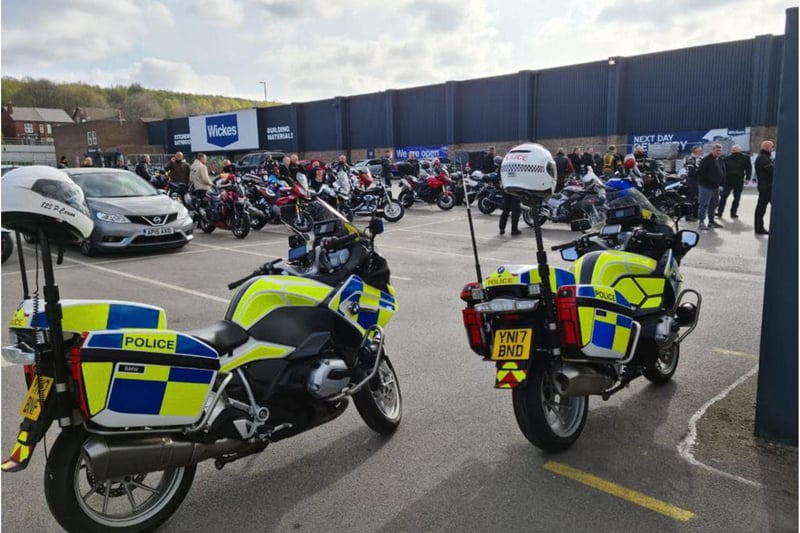 Bikers gathered at Wickes in Canklow.