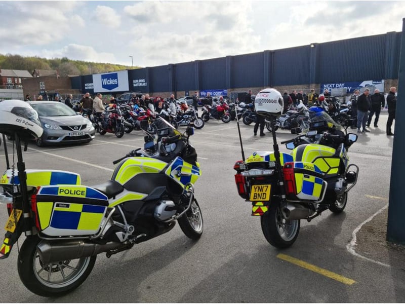 Bikers gathered at Wickes in Canklow.