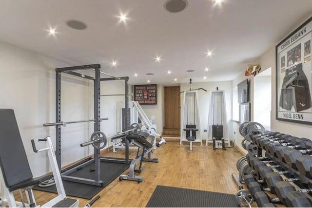 Exercise from the comfort of your home with the huge gymnasium. A free-standing sauna could also come with the sale.