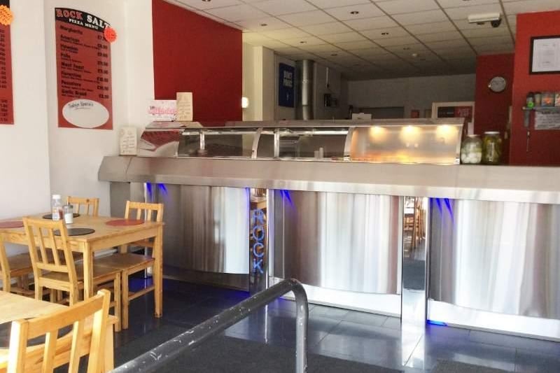 This is what Rock Salt looks like inside. The Oap specials are very popular with the locals at only £4.00 for fish and chips. There is also potential to add pizzas back to the menu as there is 2 level pizza oven on site. Business is split 50/50 between deliveries and walk-in customers.