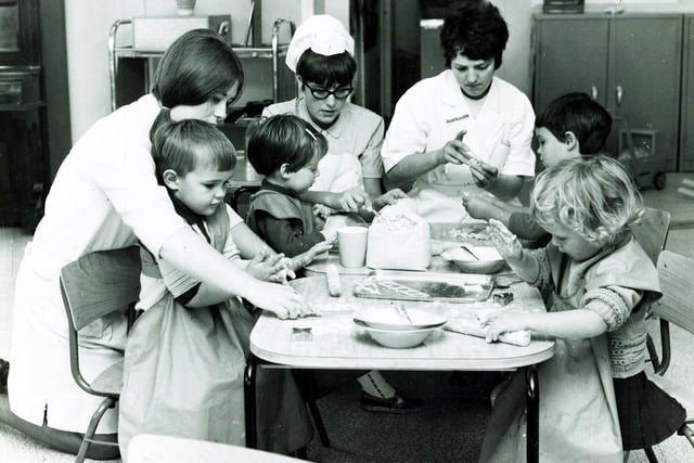 Learning to cook at this nursery school in Sheffield in 1968