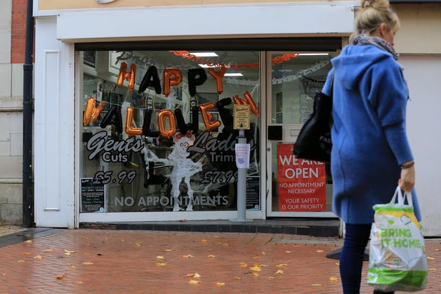 A shop decorated for Halloween but the new rules mean Halloween will be very different this year