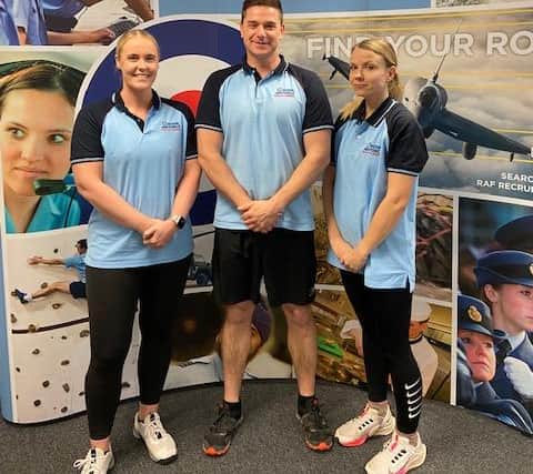 RAF team Jess Salmon, Danny Eccles and Natasha Reynolds hope to raise £500 for Combat Stress by completing the 10,000 burpees challenge at the Armed Forces recruitment centre in Sheffield