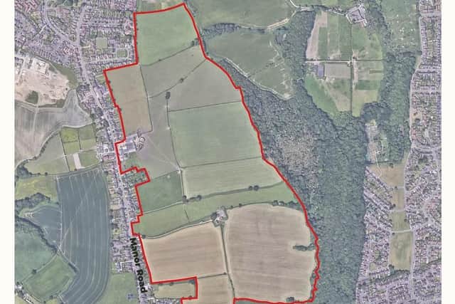 Pictured is a plan for Hallam Land's proposed housing scheme for 1,000 homes, off Manor Road, in Brimington, near Chesterfield. Courtesy of Hallam Land