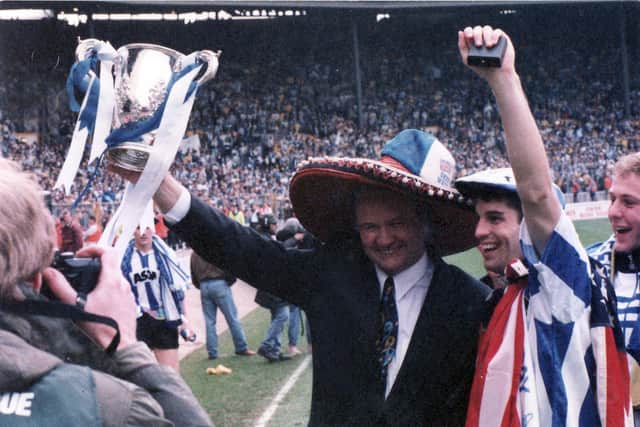 League Cup-winning boss Ron Atkinson with John Harkes at Wembley