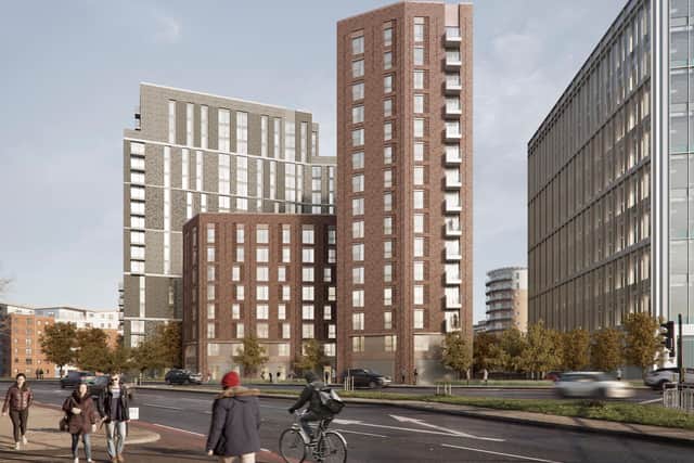 The plans include 368 upmarket flats in three buildings.