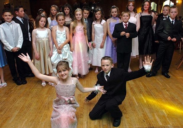 Youngsters from Southey Green Primary School at their prom night at the Niagara Club on July 12, 2007.  In the foreground are Lauren Renwick and Jordan Broomhead (both 11)