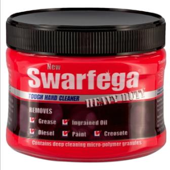 Swarfega is a brand of thick, dark green heavy-duty hand cleaner used in engineering, construction and other manual trades, such as printing. It was invented in 1947 by Audley Bowdler Williamson, an industrial chemist from Heanor.