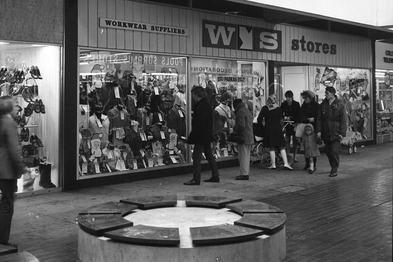 The Workwear Supplies shop is pictured in 1970. Do you remember it - and how about the unique seating for shoppers?